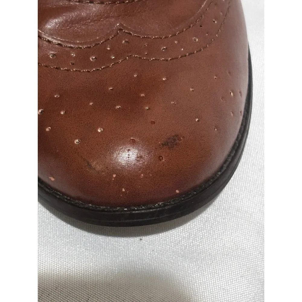 American Eagle Brown Ankle Wingtip Oxford Heels Lace Up boots shoes Sz 8.5 dark